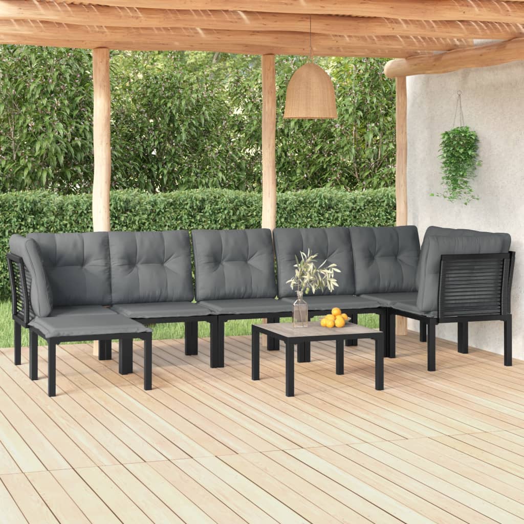 Set Salotto da Giardino 8 pz Nero e Grigio in Polyrattan - homemem39