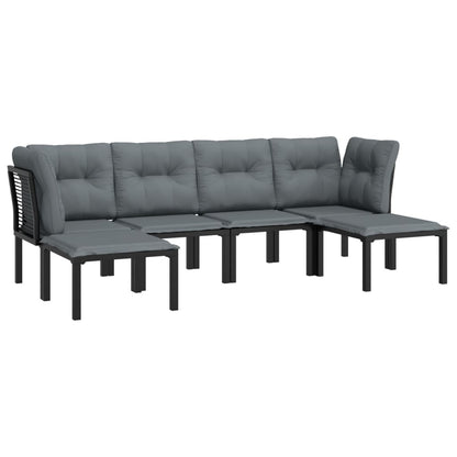 Set Salotto da Giardino 6 pz in Polyrattan Nero e Grigio - homemem39