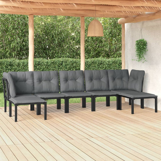 Set Salotto da Giardino 7 pz Nero e Grigio in Polyrattan - homemem39