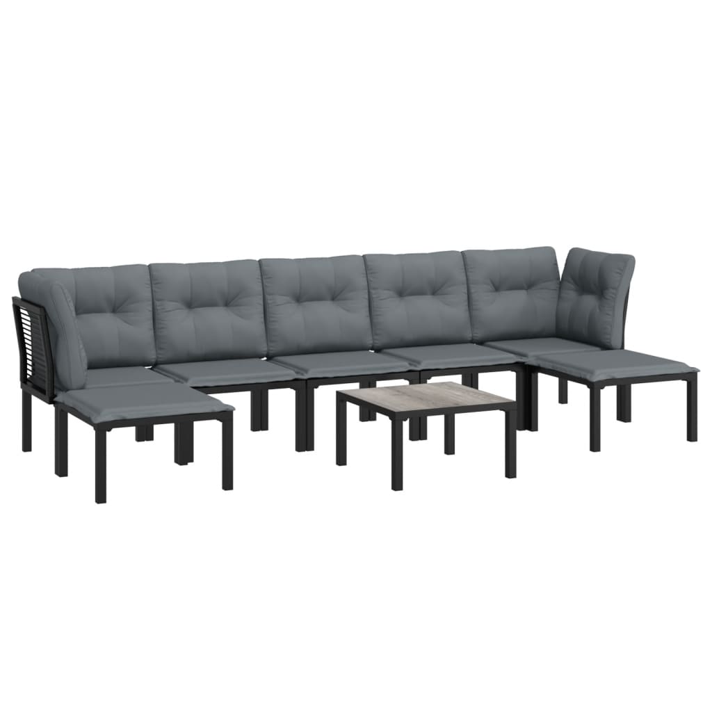 Set Salotto da Giardino 8 pz Nero e Grigio in Polyrattan - homemem39