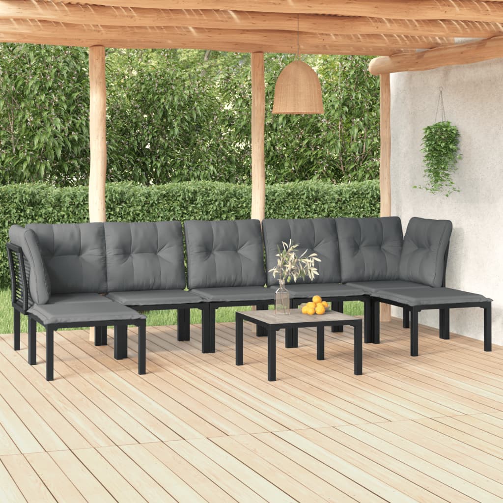 Set Salotto da Giardino 8 pz Nero e Grigio in Polyrattan - homemem39