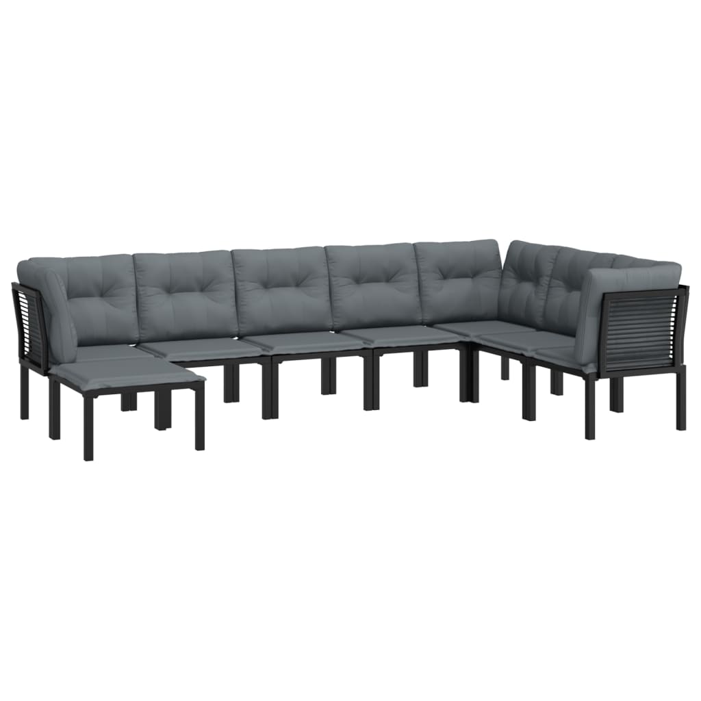 Set Salotto da Giardino 8 pz Nero e Grigio in Polyrattan - homemem39