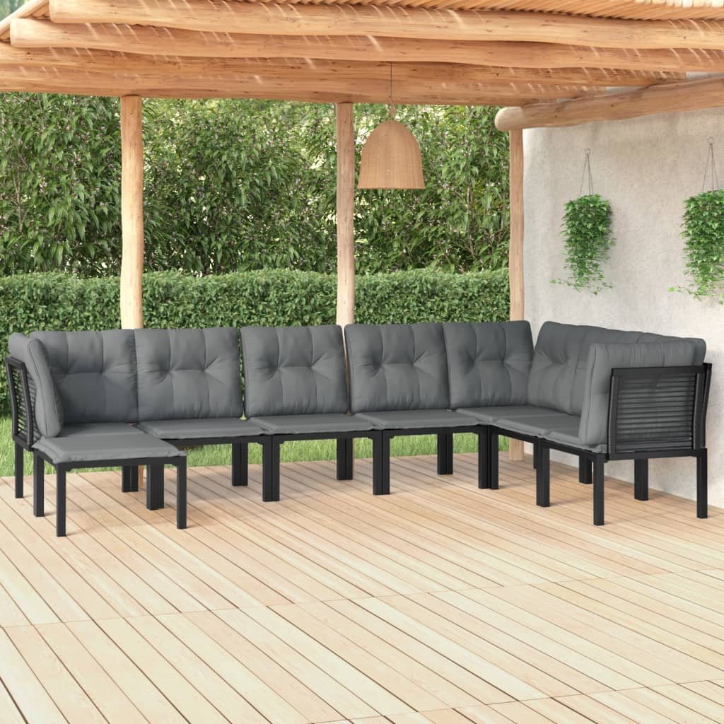 Set Salotto da Giardino 8 pz Nero e Grigio in Polyrattan - homemem39