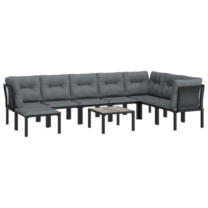 Set Salotto da Giardino 9 pz Nero e Grigio in Polyrattan - homemem39