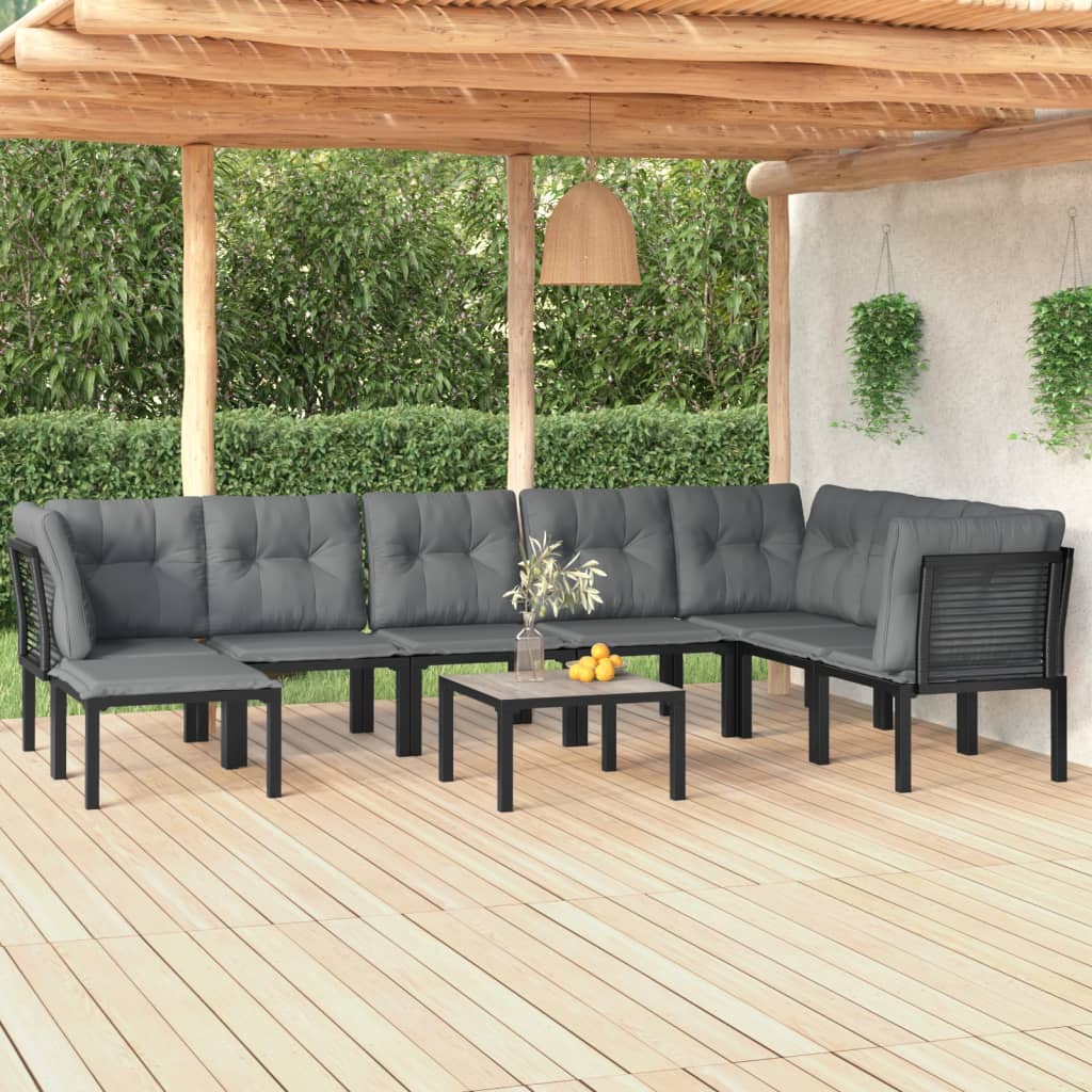 Set Salotto da Giardino 9 pz Nero e Grigio in Polyrattan - homemem39