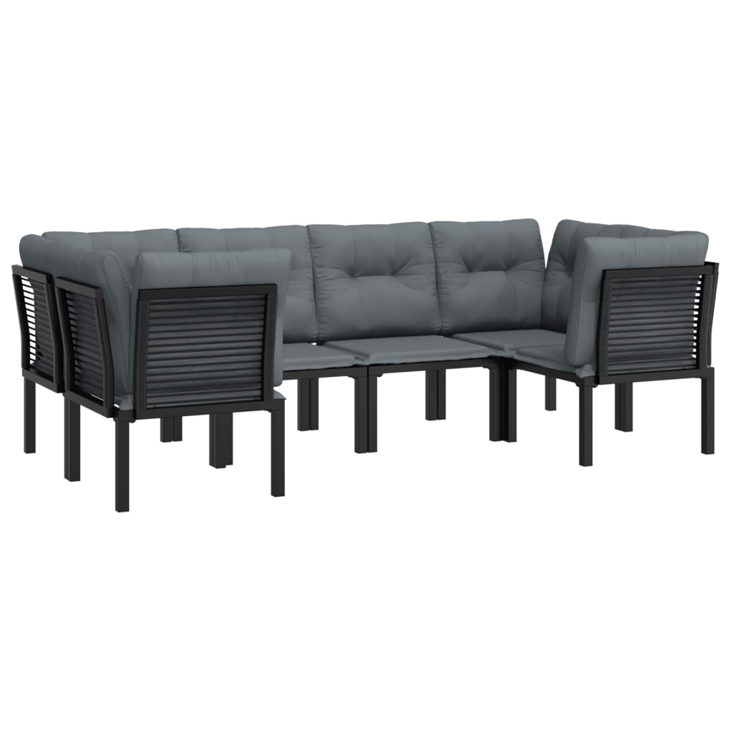 Set Salotto da Giardino 6 pz in Polyrattan Nero e Grigio - homemem39