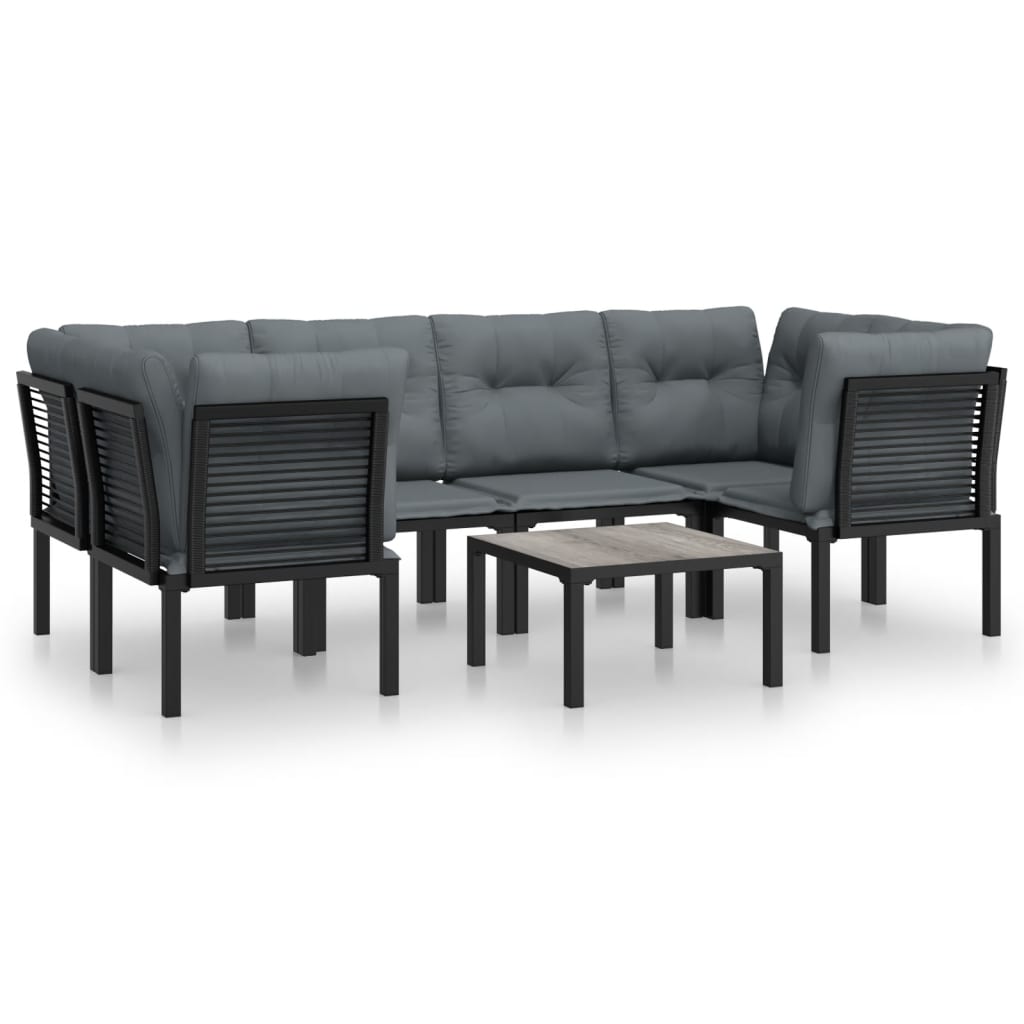 Set Salotto da Giardino 7 pz Nero e Grigio in Polyrattan - homemem39