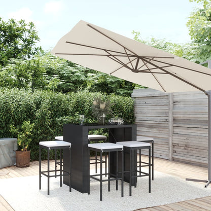 Set Bar da Giardino 7 pz con Cuscini in Polyrattan Nero - homemem39