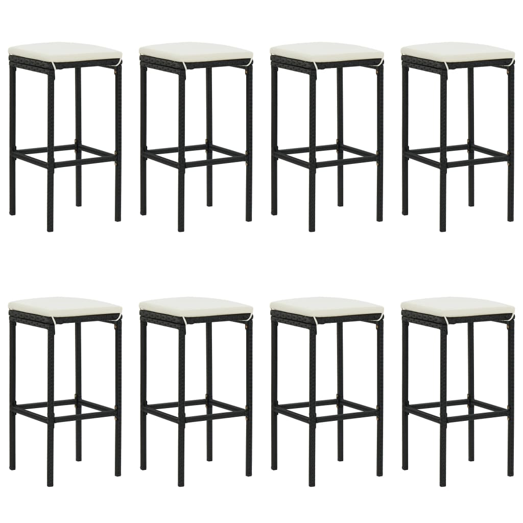 Set Bar da Giardino 9 pz con Cuscini in Polyrattan Nero - homemem39