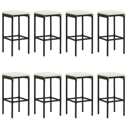 Set Bar da Giardino 9 pz con Cuscini in Polyrattan Nero - homemem39