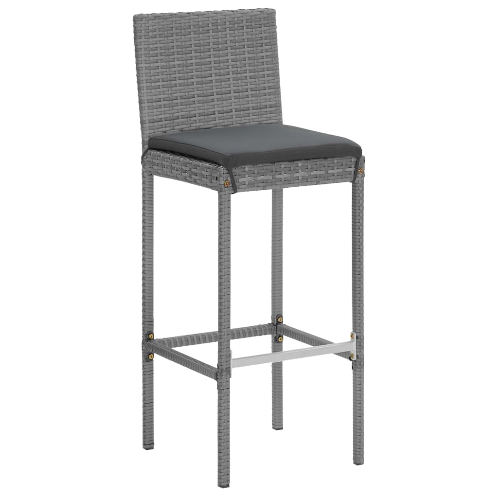 Set Bar da Giardino 7 pz con Cuscini in Polyrattan Grigio - homemem39