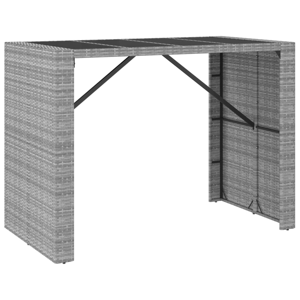 Set Bar da Giardino 7 pz con Cuscini in Polyrattan Grigio - homemem39