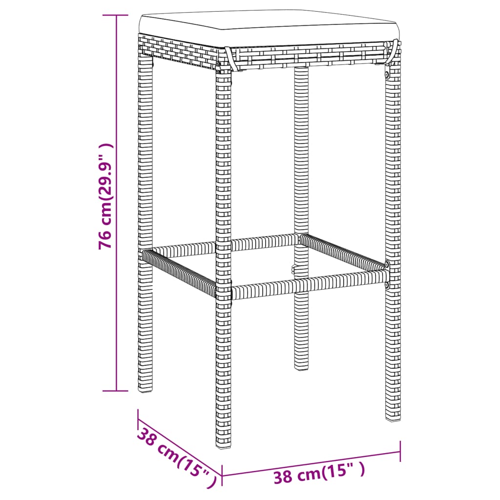 Set Bar da Giardino 9 pz con Cuscini in Polyrattan Nero - homemem39