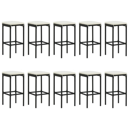 Set Bar da Giardino 11 pz con Cuscini in Polyrattan Nero - homemem39