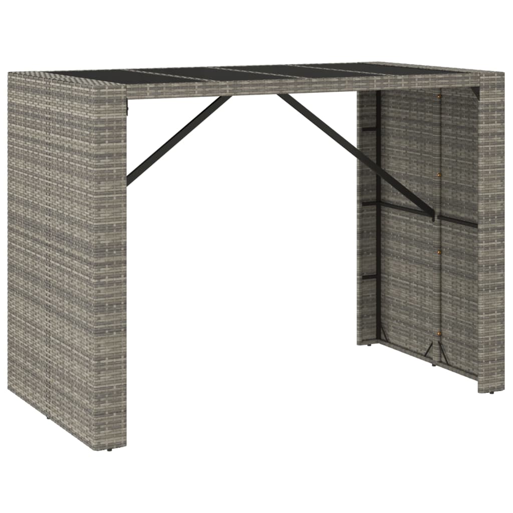 Set Bar Giardino 7pz Grigio Polyrattan e Legno Massello Acacia - homemem39