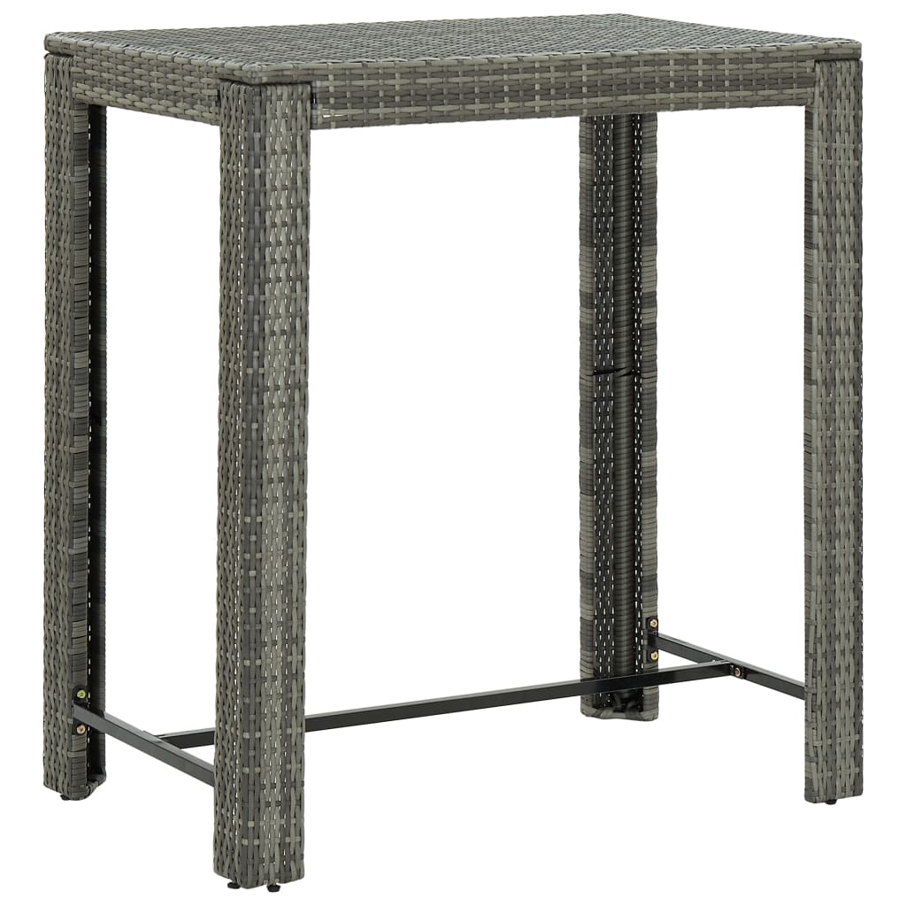 Set Bar Giardino 5pz Grigio Polyrattan e Legno Massello Acacia - homemem39