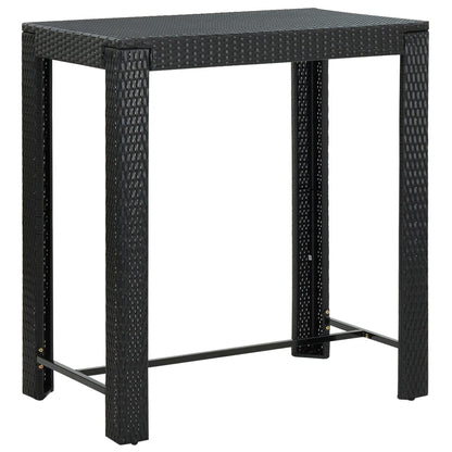 Set Bar Giardino 5 pz Nero Polyrattan e Legno Massello Acacia - homemem39