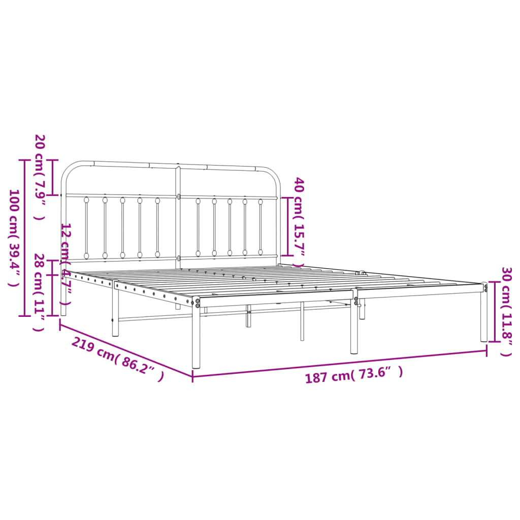 Giroletto con Testiera in Metallo Nero 183x213 cm - homemem39