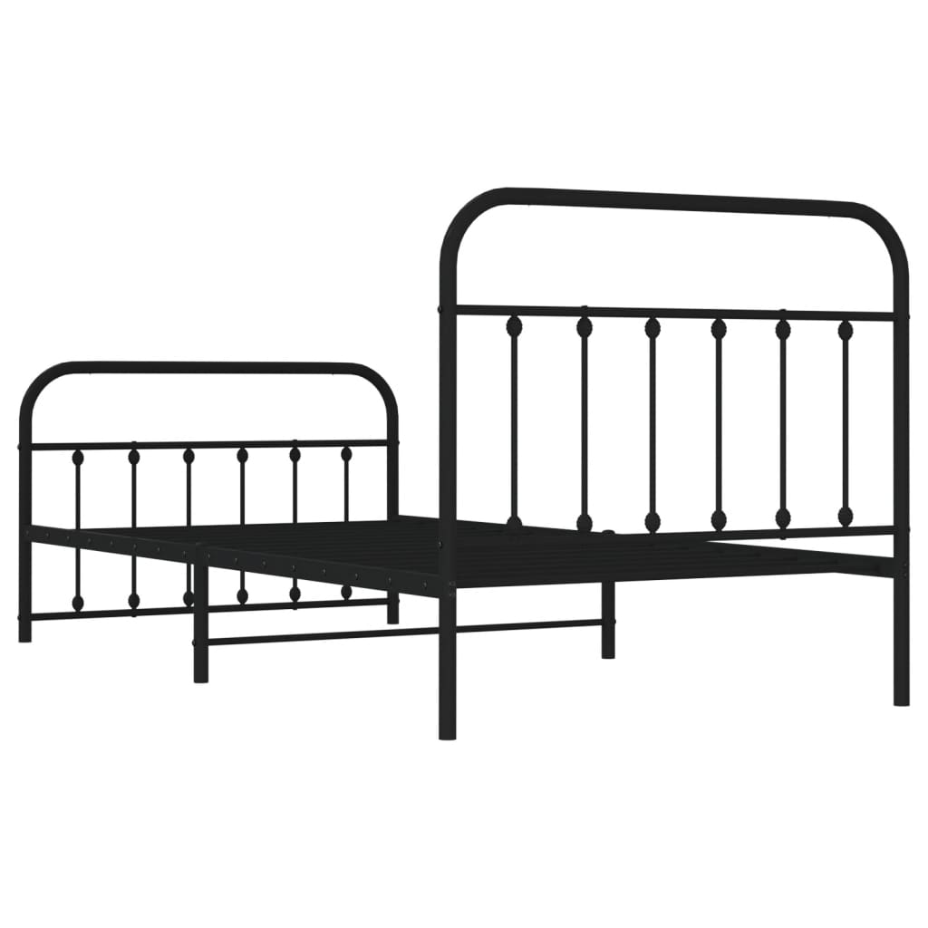 Giroletto con Testiera e Pediera Metallo Nero 107x203 cm - homemem39