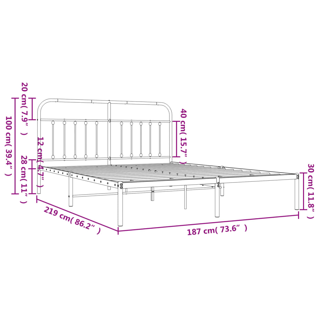 Giroletto con Testiera Metallo Bianco 183x213 cm - homemem39