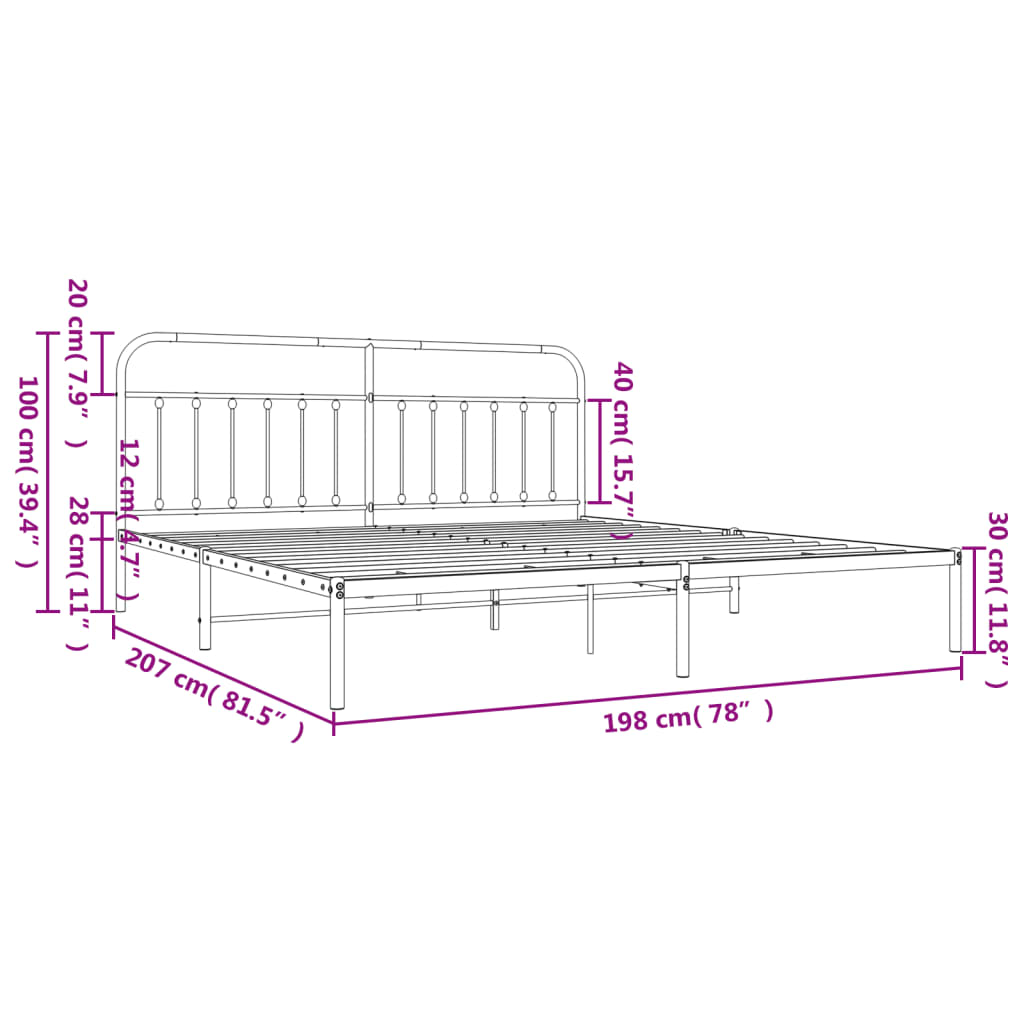 Giroletto con Testiera Metallo Bianco 193x203 cm - homemem39