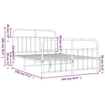 Giroletto con Testiera e Pediera Metallo Bianco 135x190 cm - homemem39