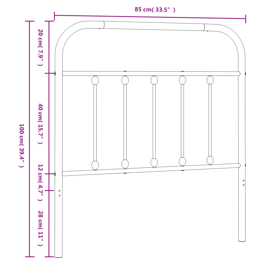 Testiera in Metallo Bianco 80 cm - homemem39