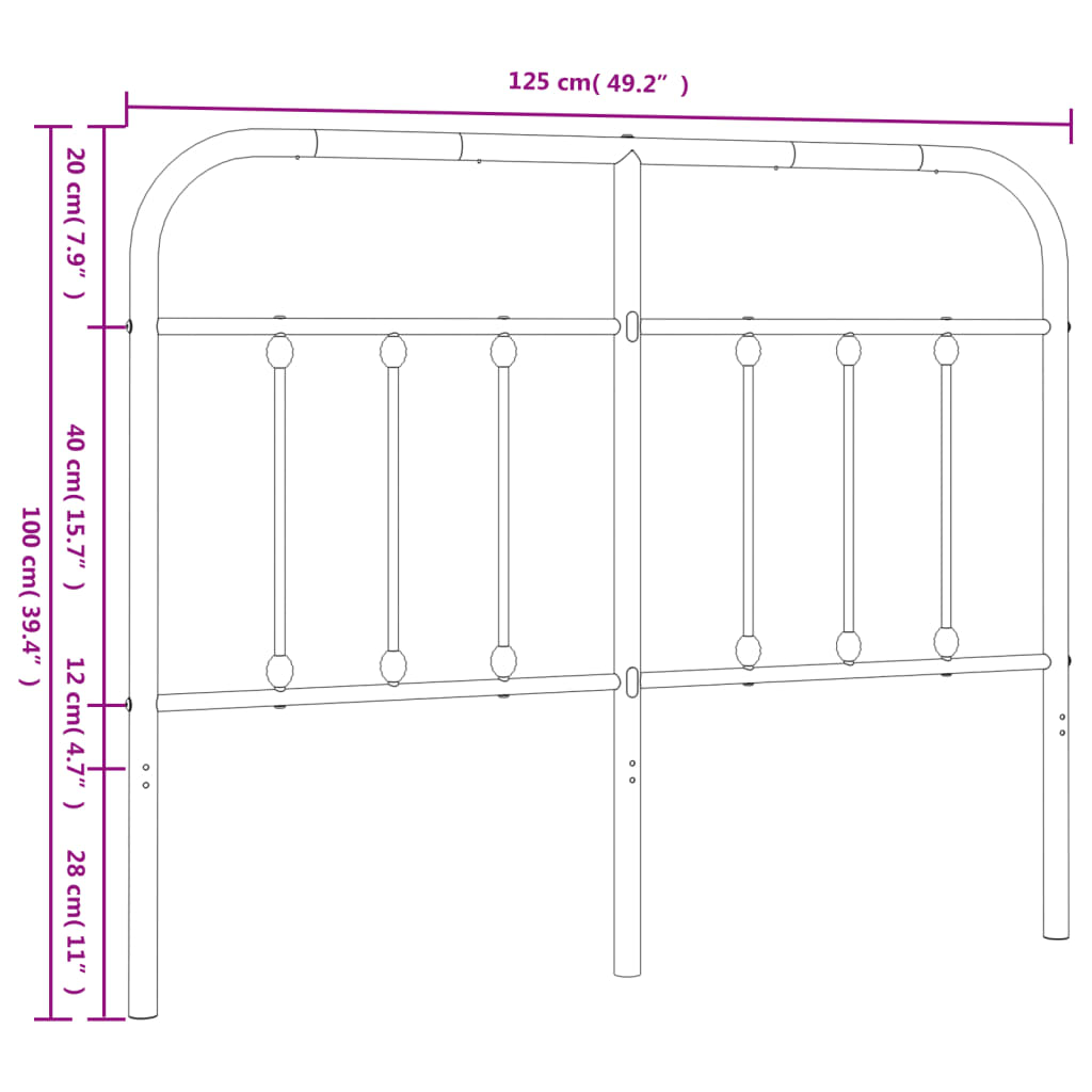 Testiera in Metallo Bianco 120 cm - homemem39