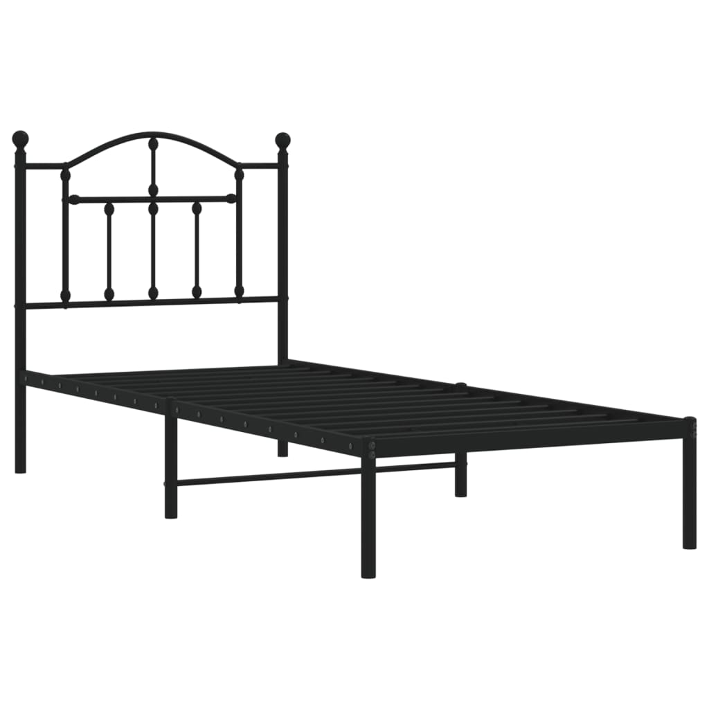 Giroletto con Testiera in Metallo Nero 80x200 cm - homemem39