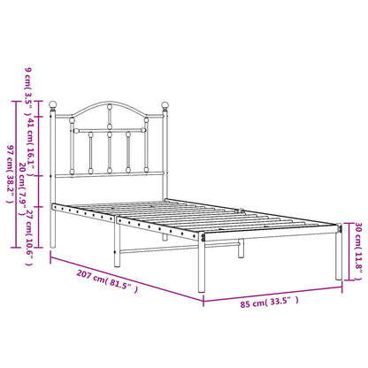 Giroletto con Testiera in Metallo Nero 80x200 cm - homemem39