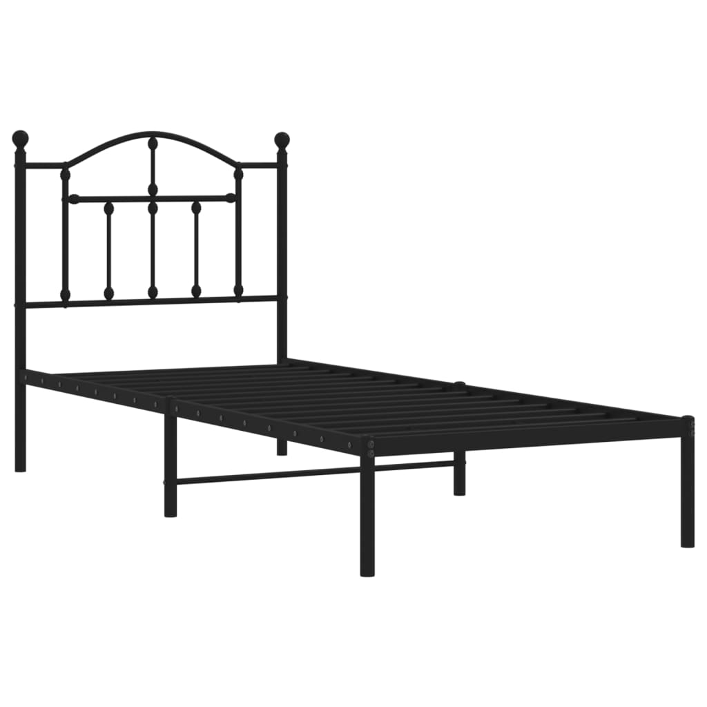 Giroletto con Testiera in Metallo Nero 90x190 cm - homemem39