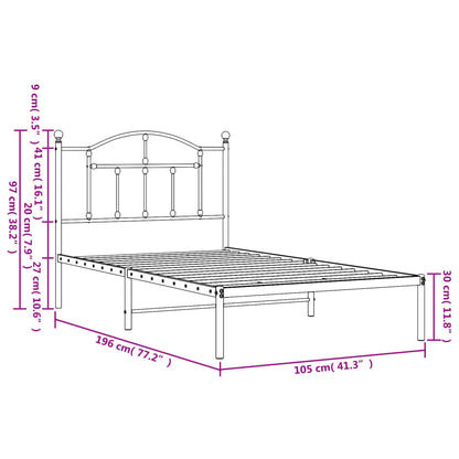 Giroletto con Testiera in Metallo Nero 100x190 cm - homemem39