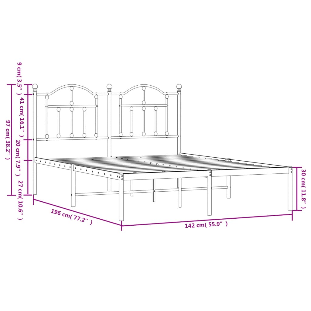 Giroletto con Testiera in Metallo Nero 135x190 cm - homemem39