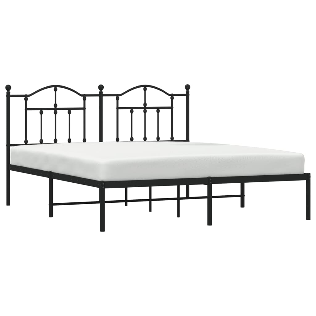 Giroletto con Testiera in Metallo Nero 183x213 cm - homemem39