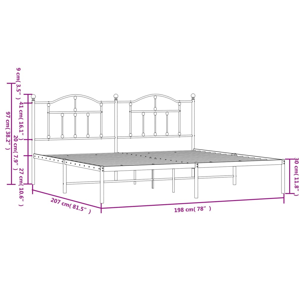 Giroletto con Testiera in Metallo Nero 193x203 cm - homemem39