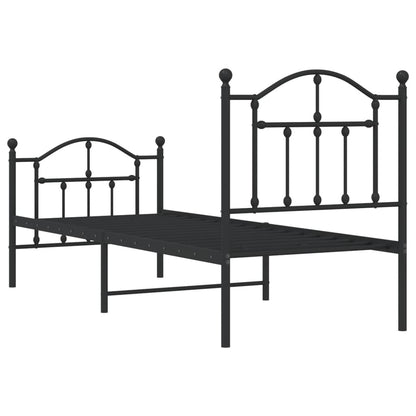 Giroletto con Testiera e Pediera Metallo Nero 75x190 cm - homemem39