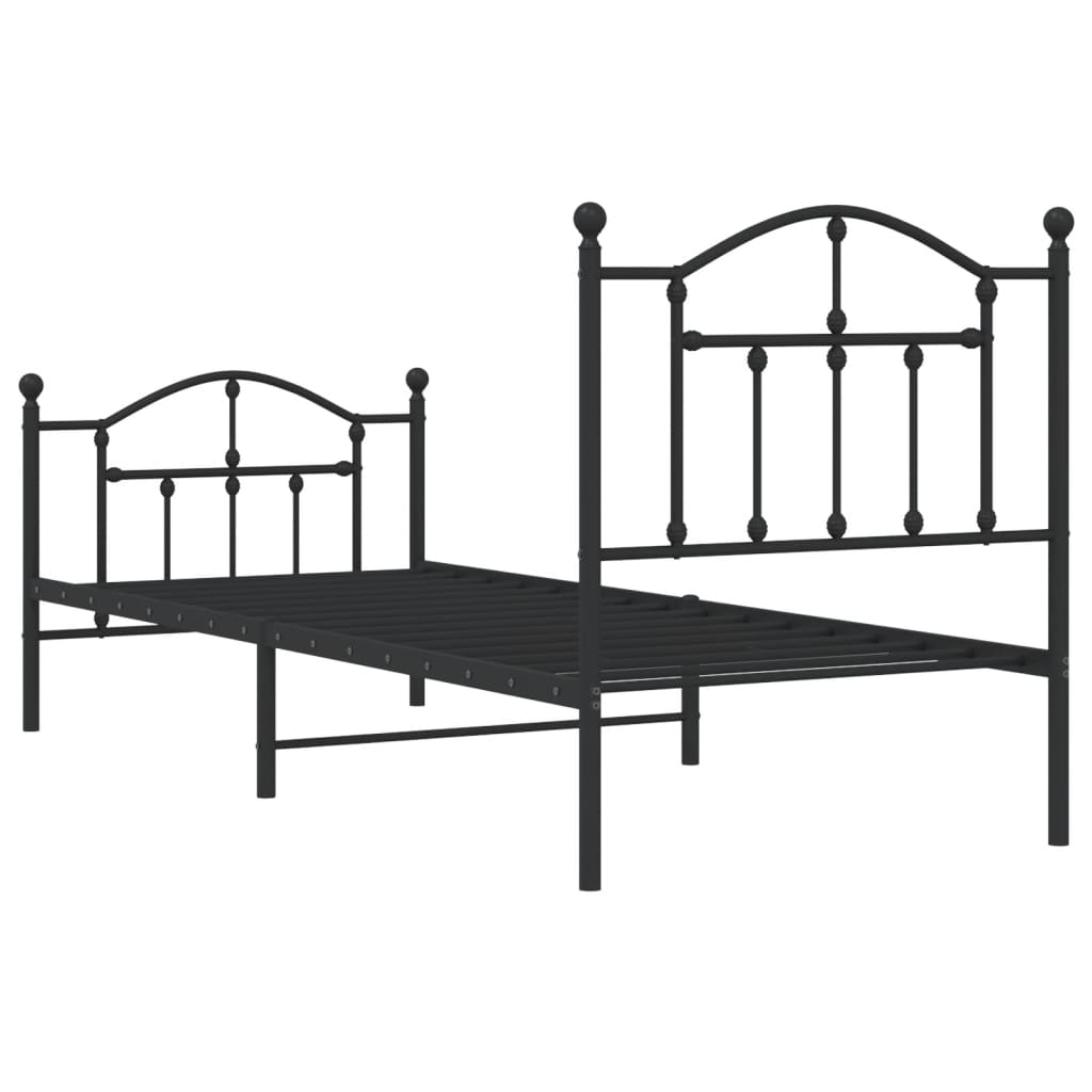 Giroletto con Testiera e Pediera Metallo Nero 90x190 cm - homemem39