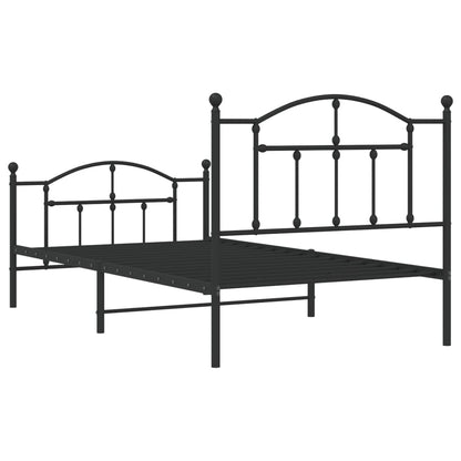 Giroletto con Testiera e Pediera Metallo Nero 100x190 cm - homemem39