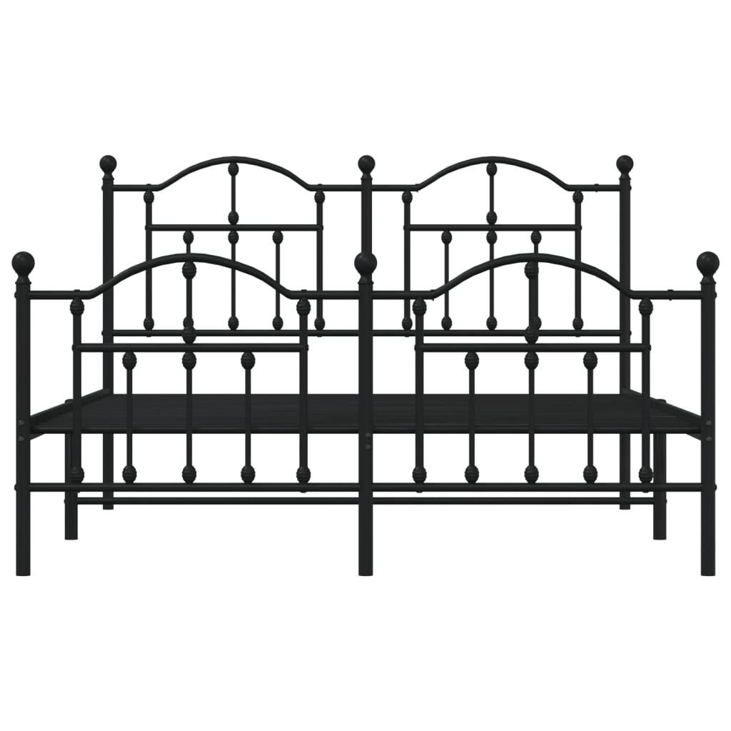 Giroletto con Testiera e Pediera Metallo Nero 135x190 cm - homemem39