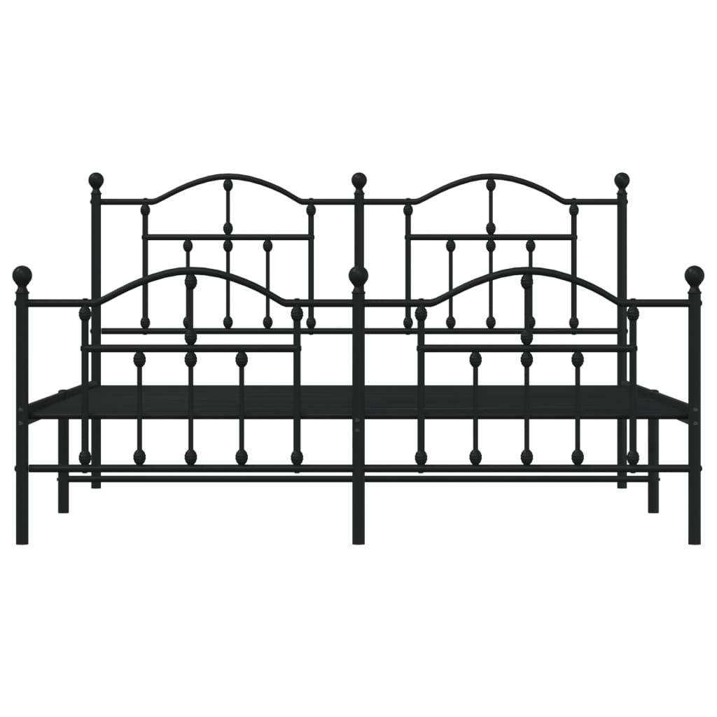 Giroletto con Testiera e Pediera Metallo Nero 183x213 cm - homemem39