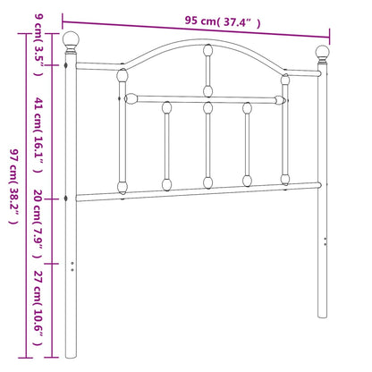 Testiera in Metallo Nero 90 cm - homemem39