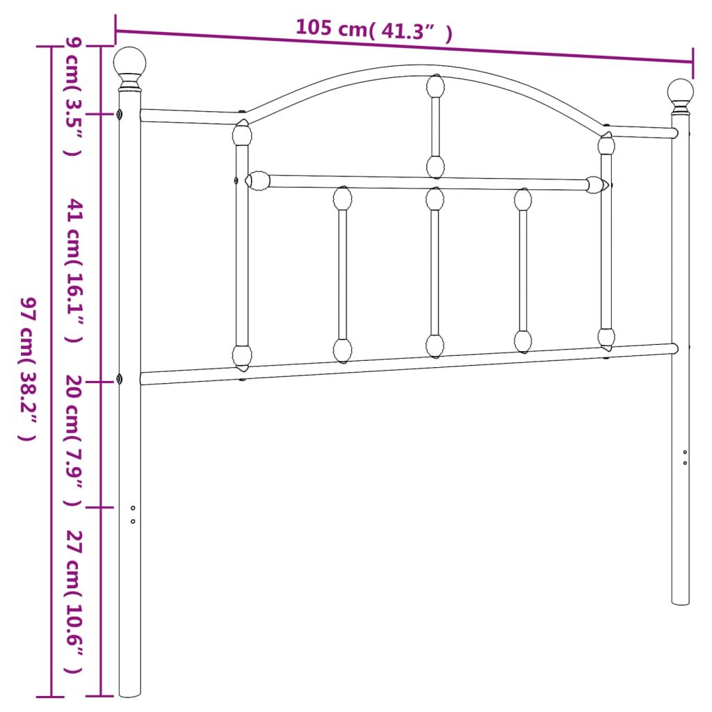 Testiera in Metallo Nero 100 cm - homemem39