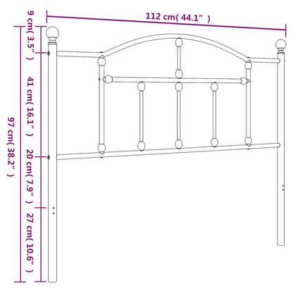 Testiera in Metallo Nero 107 cm - homemem39