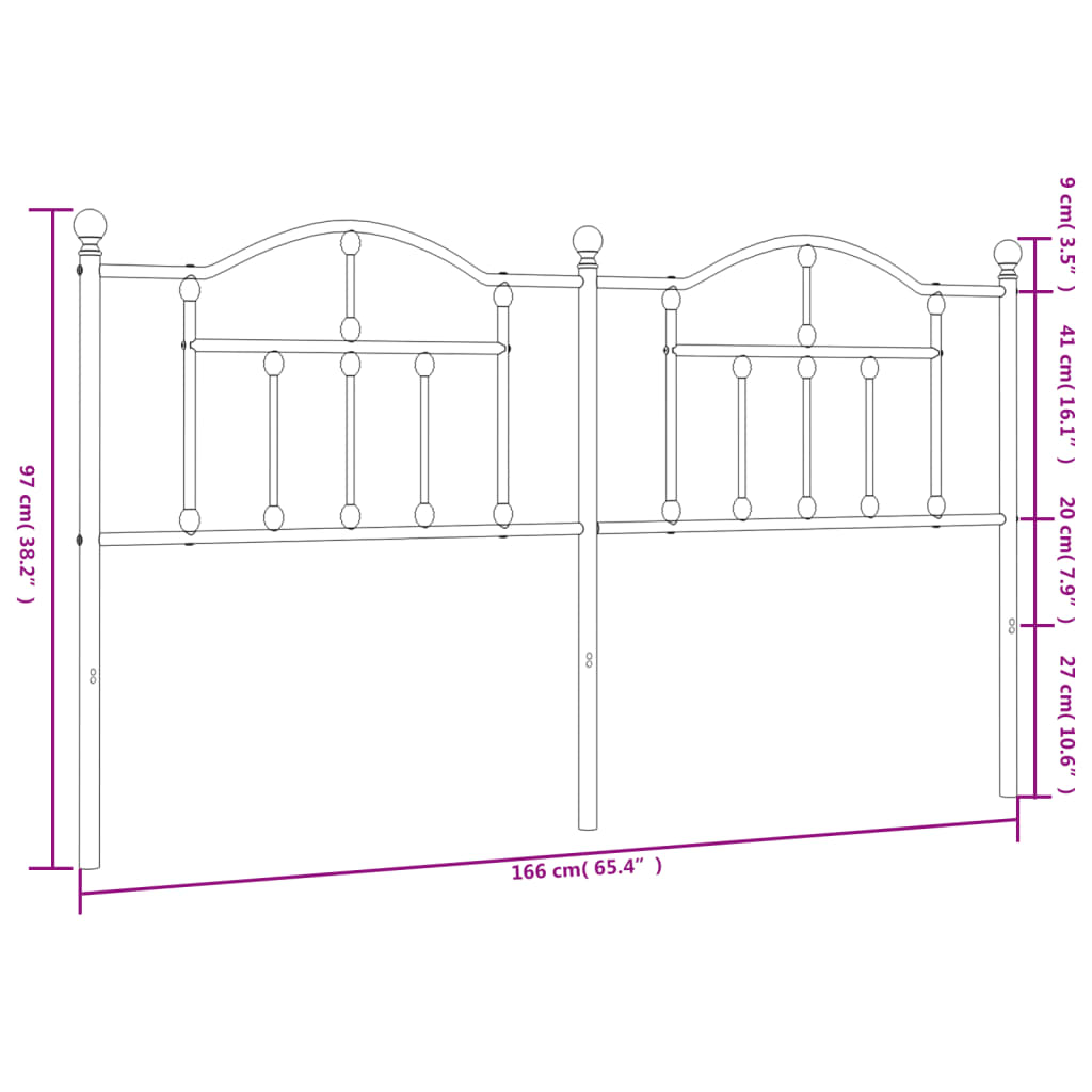 Testiera in Metallo Nero 160 cm - homemem39