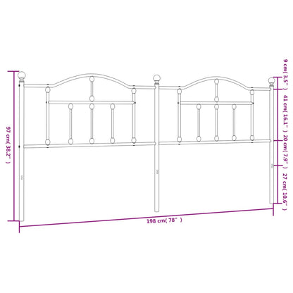 Testiera in Metallo Nero 193 cm - homemem39