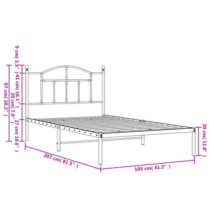 Giroletto con Testiera Metallo Bianco 100x200 cm - homemem39