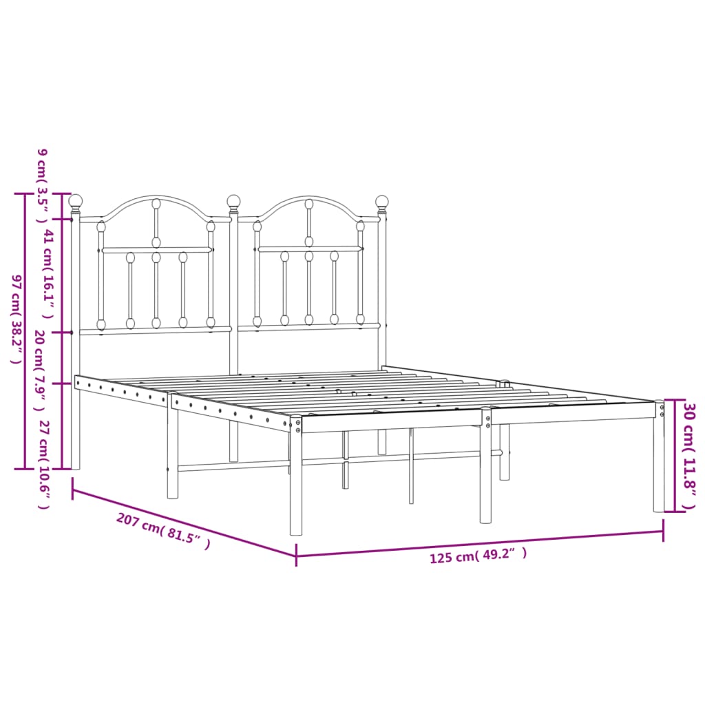 Giroletto con Testiera in Metallo Bianco 120x200 cm - homemem39