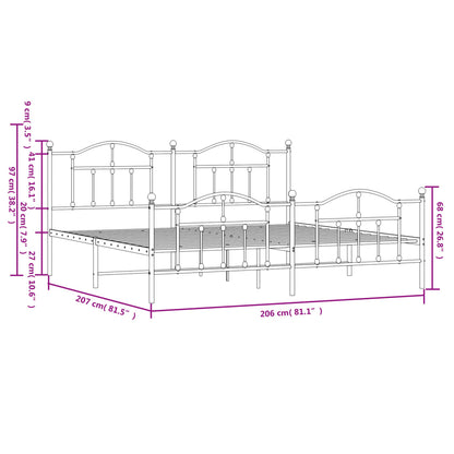 Giroletto con Testiera e Pediera Metallo Bianco 200x200 cm - homemem39