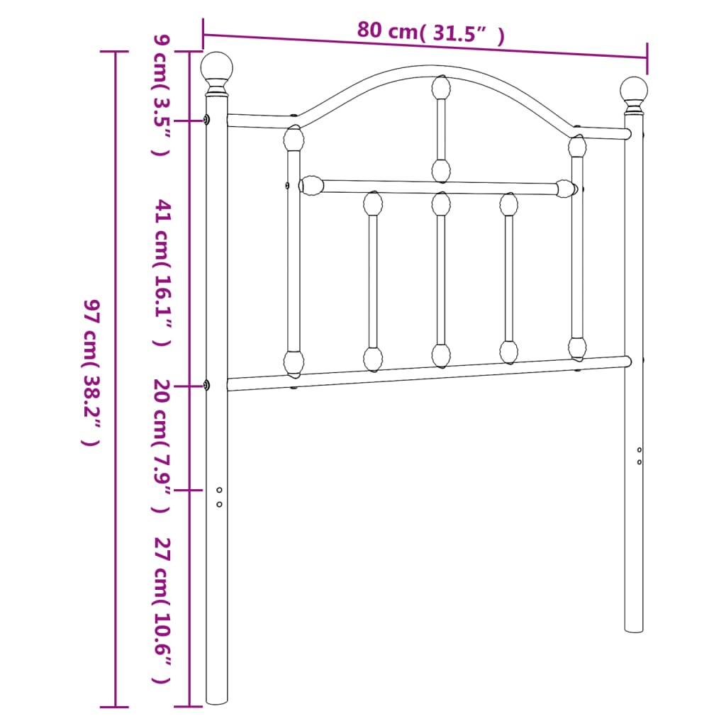 Testiera in Metallo Bianco 75 cm - homemem39