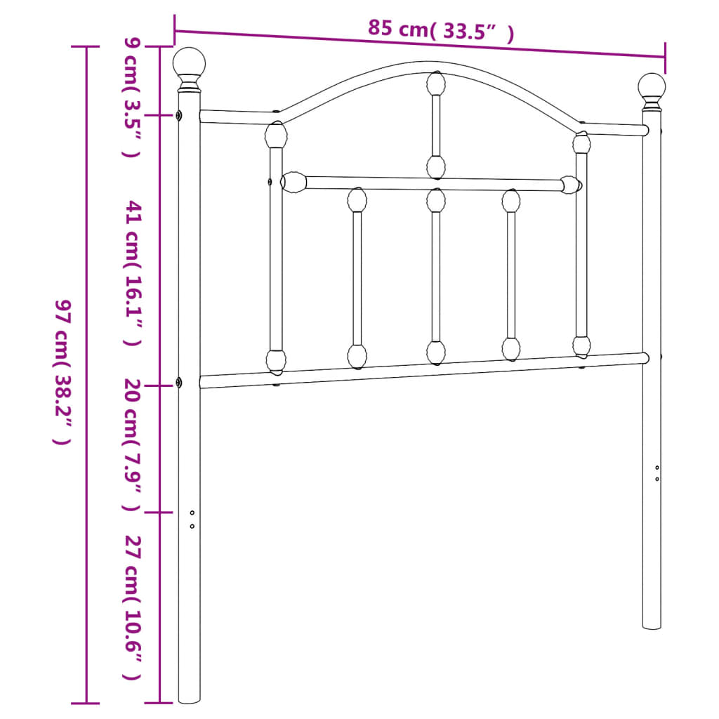 Testiera in Metallo Bianco 80 cm - homemem39